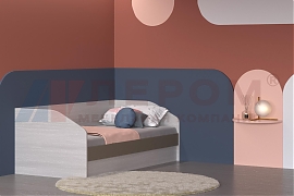 Кровать КР-118 Снежный Ясень, вставка Латте Матовый - мебель ЛЕРОМ во Владивостоке