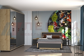 Спальня Грейс- композиция 5 корпус Гикори Джексон светлый, фасад Антрацит Матовый - мебель ЛЕРОМ во Владивостоке