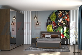 Спальня Грейс- композиция 5 корпус Гикори Джексон темный, фасад Антрацит Матовый - мебель ЛЕРОМ во Владивостоке