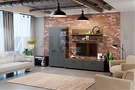 Гостиная Грейс-композиция 2 корпус Гикори Джексон темный, фасад Антрацит Матовый - мебель ЛЕРОМ во Владивостоке