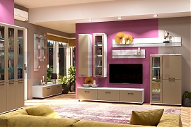 Гостиная Грейс-композиция 8 корпус Снежный Ясень, фасад Латте Матовый - мебель ЛЕРОМ во Владивостоке