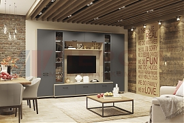 Гостиная Грейс-композиция 9 корпус Ясень Асахи, фасад Антрацит Матовый - мебель ЛЕРОМ во Владивостоке