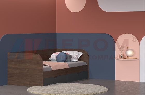 Кровать КР-117 Гикори Джексон темный, фасад Антрацит Матовый - мебель ЛЕРОМ во Владивостоке