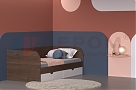 Кровать КР-117 Гикори Джексон темный, фасад Белый Бриллиант Глянцевый - мебель ЛЕРОМ во Владивостоке