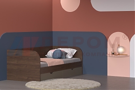 Кровать КР-117 Гикори Джексон темный, фасад Латте Матовый - мебель ЛЕРОМ во Владивостоке