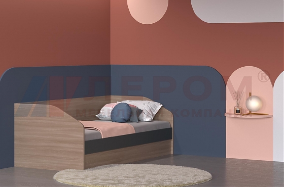 Кровать КР-118 Ясень Асахи, вставка Антрацит Матовый - мебель ЛЕРОМ во Владивостоке