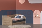 Кровать КР-118 Гикори Джексон светлый, вставка Антрацит Матовый - мебель ЛЕРОМ во Владивостоке