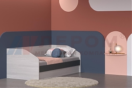 Кровать КР-118 Снежный Ясень, вставка Антрацит Матовый - мебель ЛЕРОМ во Владивостоке