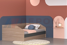 Кровать КР-119 Ясень Асахи, вставка Антрацит Матовый - мебель ЛЕРОМ во Владивостоке