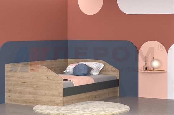 Кровать КР-119 Гикори Джексон светлый, вставка Антрацит Матовый - мебель ЛЕРОМ во Владивостоке