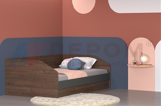 Кровать КР-119 Гикори Джексон темный, вставка Антрацит Матовый - мебель ЛЕРОМ во Владивостоке