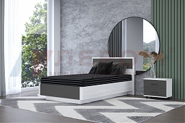 Кровать Грейс КР-4001 Снежный Ясень, вставка Антрацит Матовый - мебель ЛЕРОМ во Владивостоке
