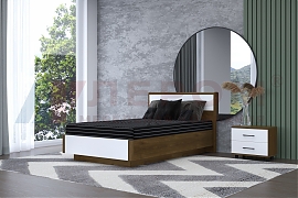 Кровать Грейс КР-4002 Гикори Джексон темный, вставка Белый Бриллиант Глянцевый - мебель ЛЕРОМ во Владивостоке