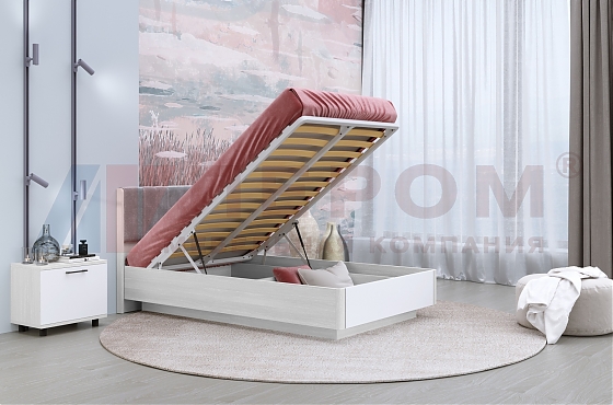 Кровать Грейс КР-4012 Снежный Ясень, вставка Латте Матовый - мебель ЛЕРОМ во Владивостоке
