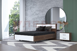 Кровать Грейс КР-5002 Гикори Джексон темный, вставка Белый Бриллиант Глянцевый - мебель ЛЕРОМ во Владивостоке