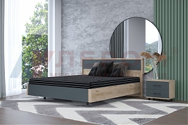 Кровать Грейс КР-5003 Гикори Джексон Светлый, вставка Антрацит Матовый - мебель ЛЕРОМ во Владивостоке