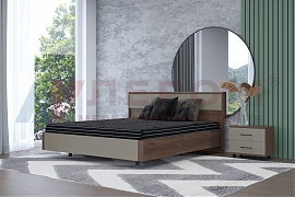 Кровать Грейс КР-5004 Гикори Джексон темный, вставка Лате Матовый - мебель ЛЕРОМ во Владивостоке