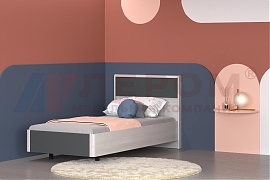 Кровать Грейс КР-5005 Снежный Ясень, вставка Антрацит Матовый - мебель ЛЕРОМ во Владивостоке