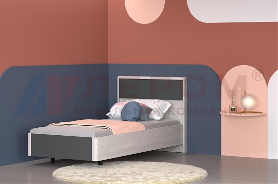 Кровать Грейс КР-5005 Снежный Ясень, вставка Антрацит Матовый - мебель ЛЕРОМ во Владивостоке