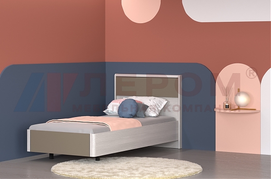 Кровать Грейс КР-5005 Снежный Ясень, вставка Латте Матовый - мебель ЛЕРОМ во Владивостоке