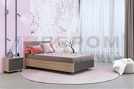 Кровать Грейс КР-5011 Ясень Асахи, вставка Антрацит Матовый - мебель ЛЕРОМ во Владивостоке