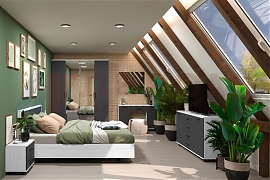 Спальня Грейс- композиция 4 корпус Снежный Ясень, фасад Антрацит Матовый - мебель ЛЕРОМ во Владивостоке