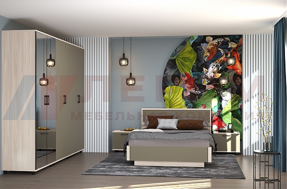 Спальня Грейс- композиция 5 корпус Ясень Асахи, фасад Латте Матовый - мебель ЛЕРОМ во Владивостоке