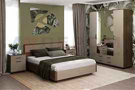 Спальня Грейс- композиция 6 корпус Гикори Джексон темный, фасад Латте Матовый - мебель ЛЕРОМ во Владивостоке