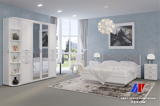 Спальня Карина - композиция 3 Снежный Ясень+велюр - мебель ЛЕРОМ во Владивостоке