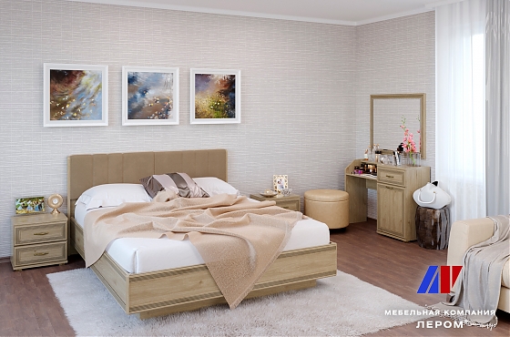 Спальня Карина - композиция 7 Гикори Джексон светлый+велюр - мебель ЛЕРОМ во Владивостоке