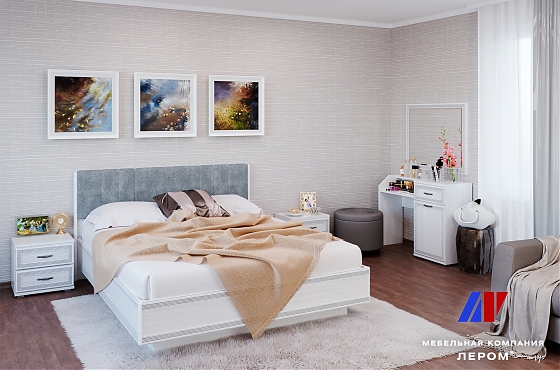 Спальня Карина - композиция 7 Снежный Ясень+велюр - мебель ЛЕРОМ во Владивостоке