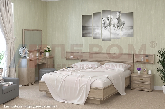 Спальня Карина - композиция 9 Гикори Джексон светлый - мебель ЛЕРОМ во Владивостоке
