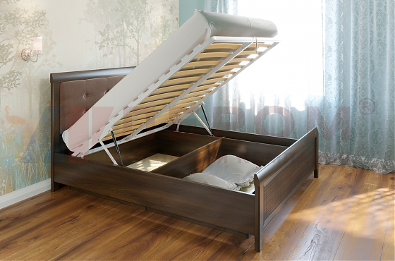 Кровать Карина КР-1031 Акация Молдау+велюр - мебель ЛЕРОМ во Владивостоке