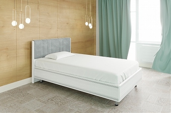 Кровать Карина КР-2012 Снежный Ясень+велюр - мебель ЛЕРОМ во Владивостоке